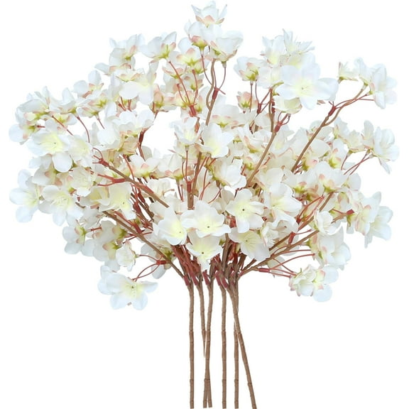 6 Pcs Artificial Cherry Blossom Branches,Silk Cherry Blossom Branches 16 inch Fake Floral Branches Bundles Faux Cherry Blossom Stems for Vase Wedding Bouquets Table Centrepiece Decoration