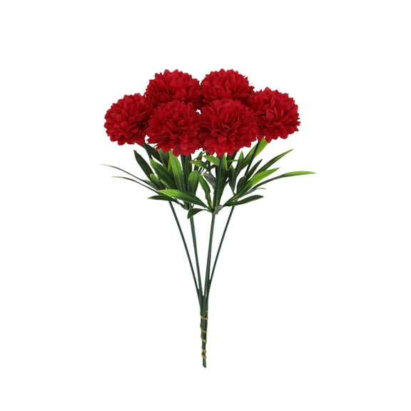 6 Pcs Artificial Dandelion Pompon Flower Stems, 10.24" Bendable Fake Flowers for Vase Filler Home Decor, Red