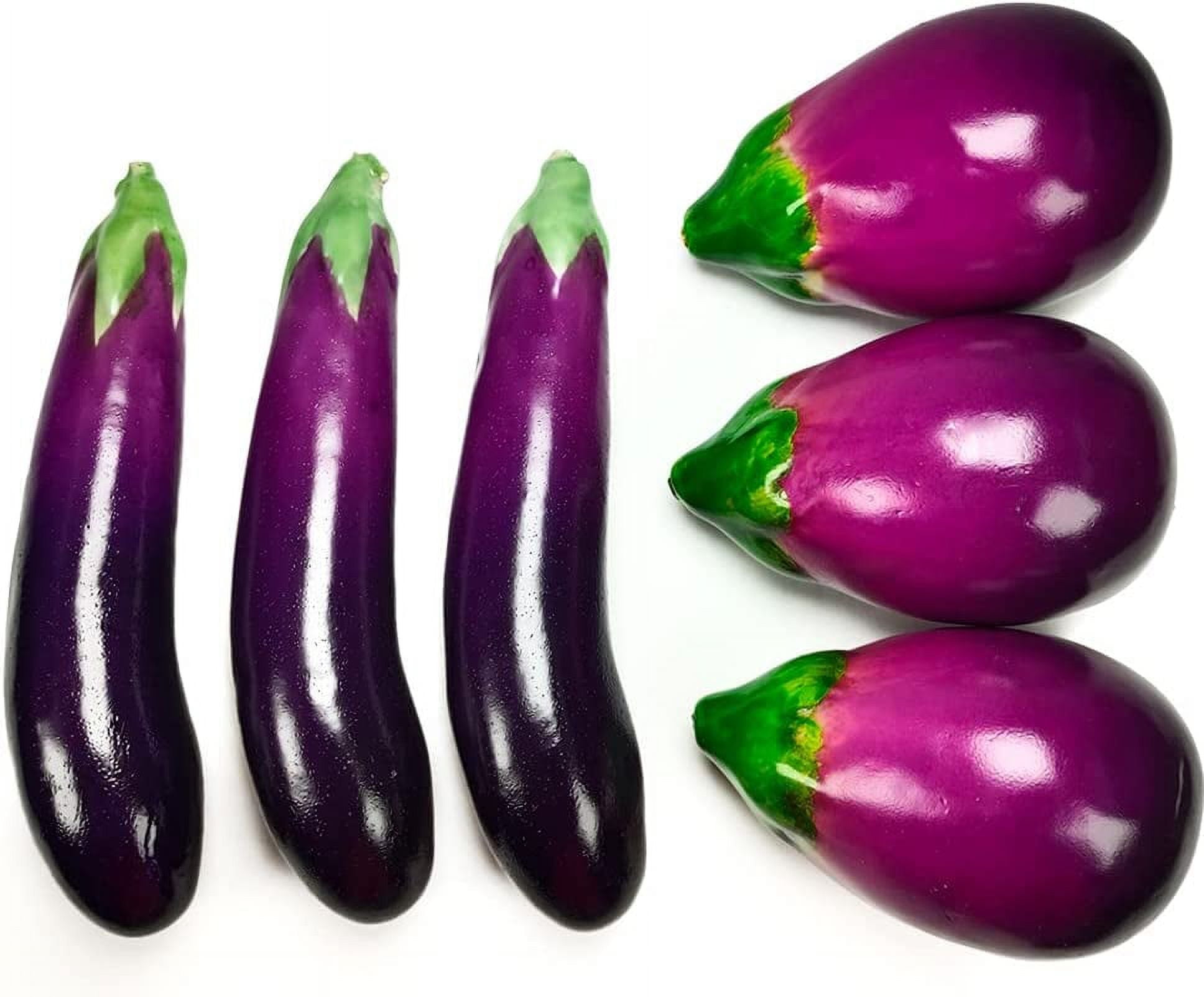 6 Pcs Artificial Eggplants, Faux Fake Eggplant Vegetable Display Props