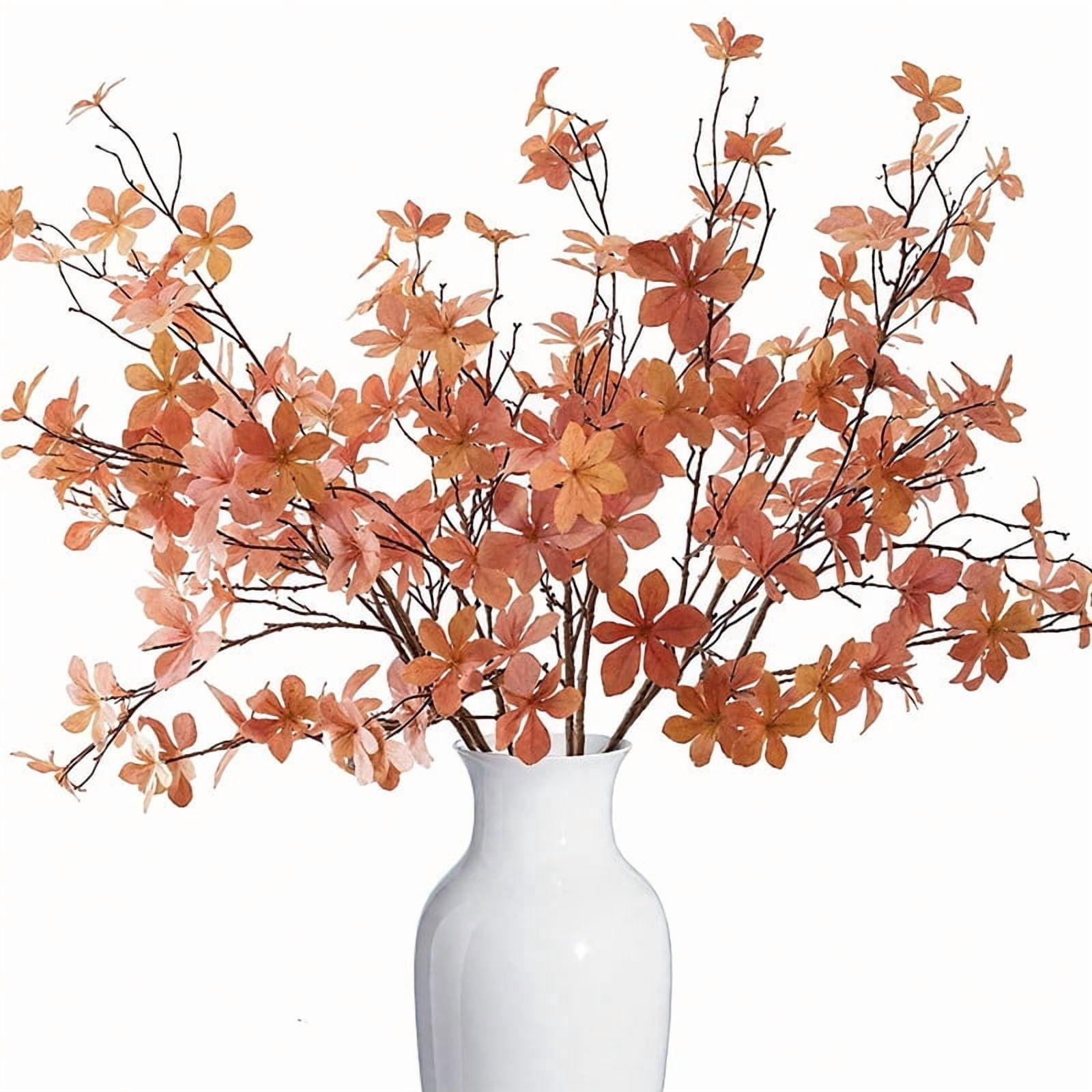 Fall Stems 6 Pcs Artificial Fall Leaves Stems, Orange Eucalyptus Leaves Branches ...