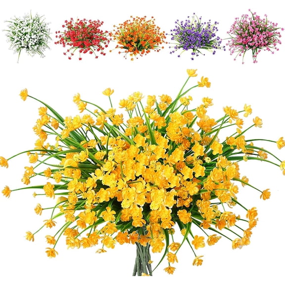 6 Pcs Artificial Flowers Fake Daffodil Flowers UV Resistant Spring Hanging Planter Flowers for Farmhouse Kitchen Office Box Fence Windows Outdoor Decorations, Yellow