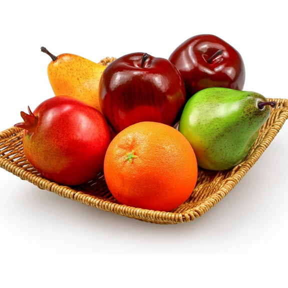 6 Pcs Artificial Fruit Pack, Artificial Delicious Fruits Lifelike Pears for Decoration Home, Realistic Fake Fruits Decoration Dinner Table, Lifelike Fake Fruit Pear Orange Pomegranate Decor