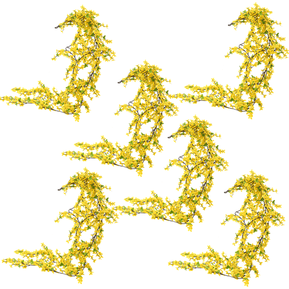 6 Pcs Artificial Garland, 70.9 in / 180 cm Silk Flower Vine Spring Decor, Fake Hanging Vines for Wedding Arch, Spring Home Decor, Small Floral Garland, Yellow