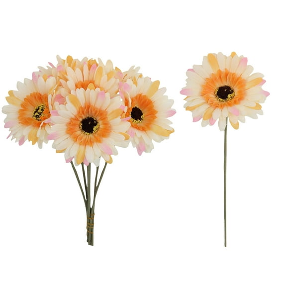 6 Pcs Artificial Gerbera Daisy Bouquets, 26Cm Height Premium Silk Flowers European Style Long-Lasting Decoration, Home Hotel Office Restaurant Balcony Windowsill Decoration For