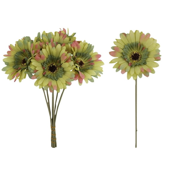 6 Pcs Artificial Gerbera Daisy Bouquets, 26Cm Tall Each, Realistic European Style, Silk-Like Petals, Home Hotel Office Living Room Bedroom Coffee Table Windowsill Balcony