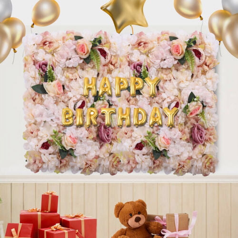 6 Pcs Artificial Hydrangea Rose Flower Wall Panel Wedding Backdrop