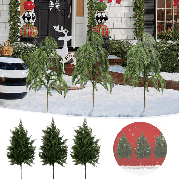 6 Pcs Artificial Pine Branches 24" Christmas Artificial Pine Picks Branches Green Pine Needles Frosted Faux Pine Picks Greenery Stems for Christmas Tree Garland Wreath Vase DIY Crafts Home Winter,a+b