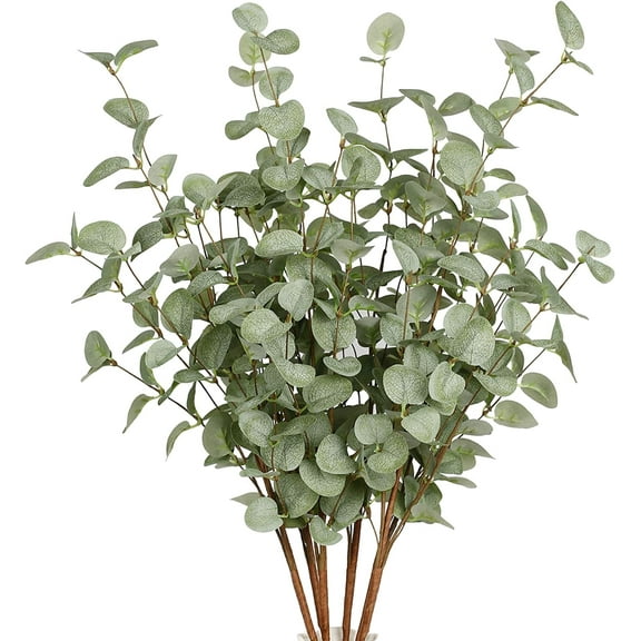 6 Pcs Artificial Plants Eucalyptus Stems Eucalyptus Leaf Spray in Green Greenery Stems Silk Plastic Plants Floral for Home Party Wedding Decoration