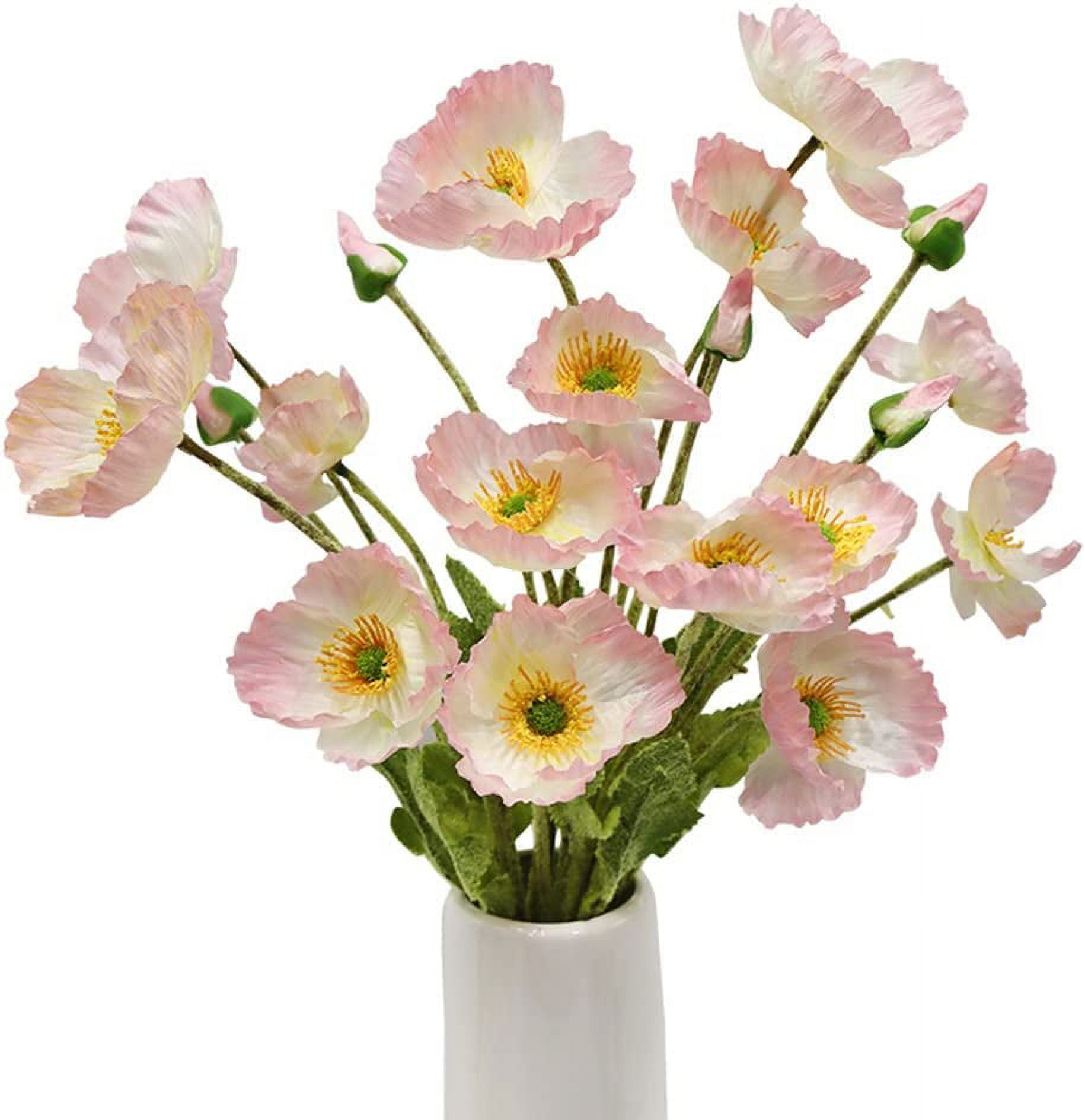 6 Pcs Artificial Poppy Flowers Silk Poppies Flowers with Stems Faux Flowers for Home Vase