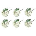 6 Pcs Artificial White Holly Berry Stem Realistic Bouquet for Wedding