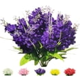 thumbnail image 1 of 6 Pcs Artificial Wisteria Flowers for Outdoor 13.8'' Faux Hyacinth Flowers for Home Porch Decoration Fake Silk Floral for Wedding Spring Garden Fence Porch Outsides Decor,Purple, 1 of 6