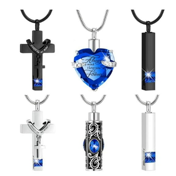 6 Pcs Ashes Necklace Urn Necklace for Ashes Cremation Necklace for Ashes Urn Jewelry for Human Ashes Memorial Ashes Necklace for Men Women Pendant
