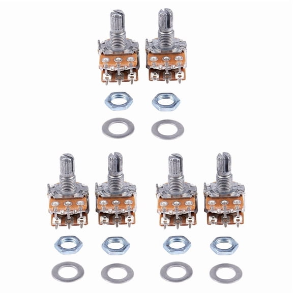 6 Pcs B50K 50K Ohm 6 Terminals Dual Linear Rotary Taper Potentiometers,6 x Potentiometers