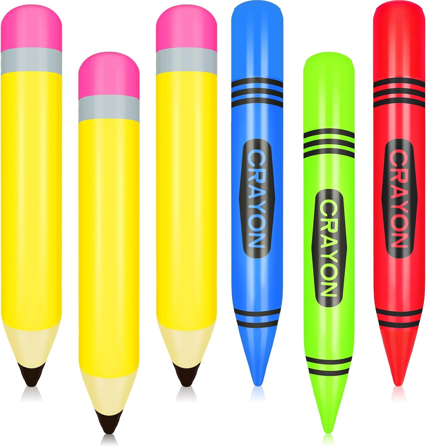6 Pcs Back to Balloons Sets Include 27 Inch Penclis Balloon with 21.7 Inch Crayon Balloon for Back to Party Decoration Graduation Classroom Garden Room Birthday Party Decorations