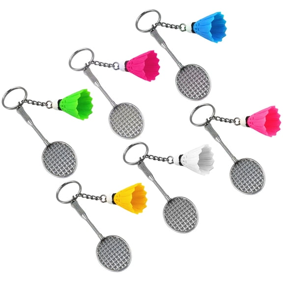 FOMIYES 6Pcs Assorted Color Badminton Keychain Pendants for Outdoor Backpack Bag Decoration