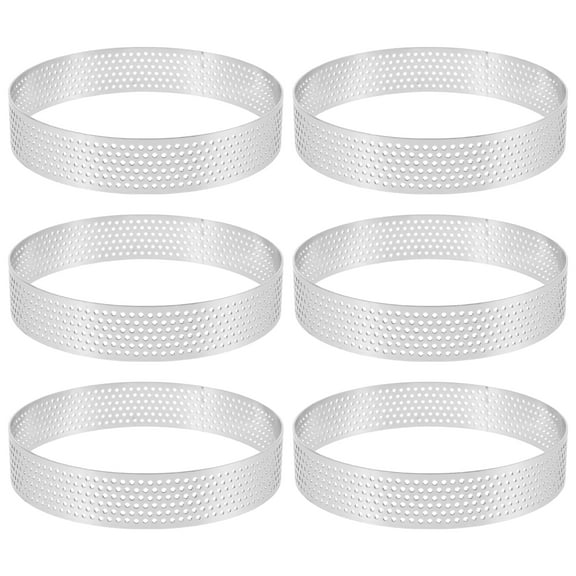 6 Pcs Bakery Baking Tool Metal Mousse Circle Acetate Silver