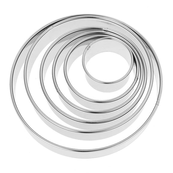 6 Pcs Baking Accessory Round Cake Mold Biscuits Cookie Cutters Rings Pancake Molds Knife Metal Stainless Steel