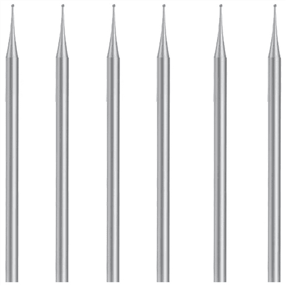 6 Pcs Ball Burr Set, 3/32 Inch Shank Sphere Burs Jewelry Carving Bits(1mm)