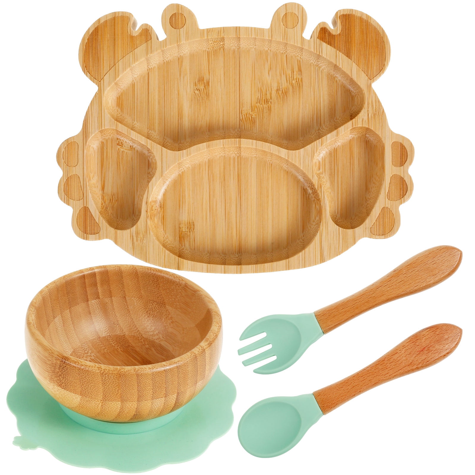 MYLEVN Bamboo Suction Plates Bowls Dinnerware Set