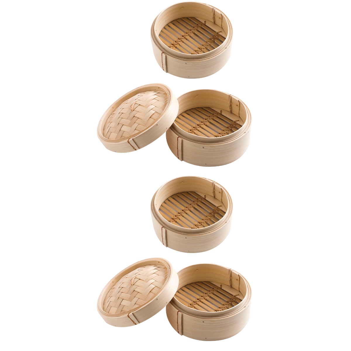 6 Pcs Bamboo Steamer Pot Chinese Dim Sum Cookers Dumpling 8 Inch Steamers Steaming Tray Lotus