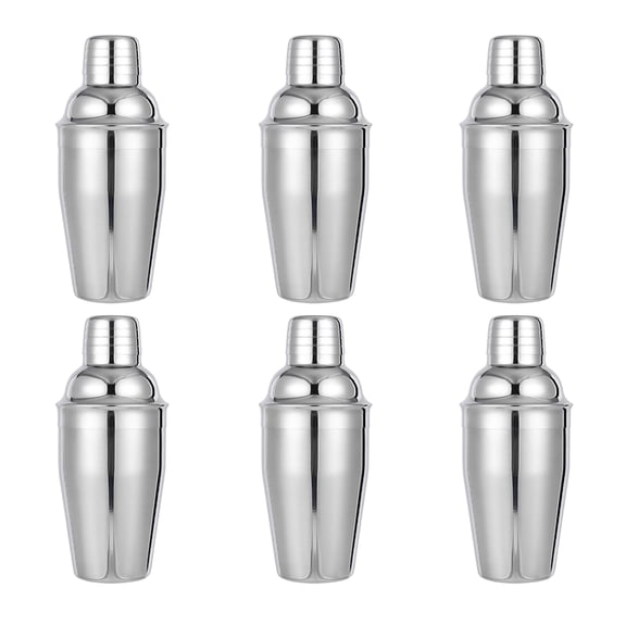 6 Pcs Bar Cocktail Shaker Professional Stainless Steel Martini Drink Mixer Includes a built-in Strainer for Mixing Dinks at the Bar or During Casual Gatherings(11.8 oz)