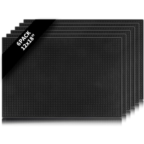 6 Pcs Bar Mats for Countertop 18 x 12 Inch Rubber Silicone Drying Coffee Non Slip Mat for Bartending Home Cocktail Bars Restaurants (Black)$$Home Decor, Kitchen, & Other