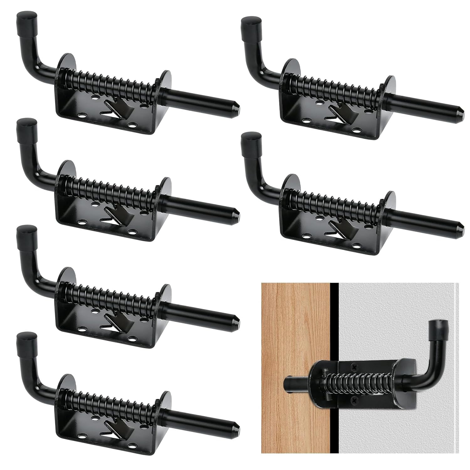 6 Pcs Barrel Bolt Latch Pin, 5 Inch Spring Loaded Latch Pin, 304