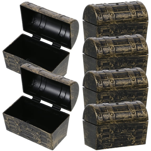 Masteelf Golden Small Treasure Chest for Storage Use Made of PP Material 6 Pieces