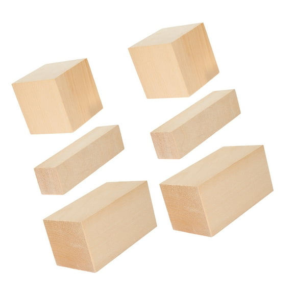 6 Pcs Basswood Blocks Unfinished Wood Signs Wood Slice Ornaments Wood Sign Blank Wooden Chips DIY