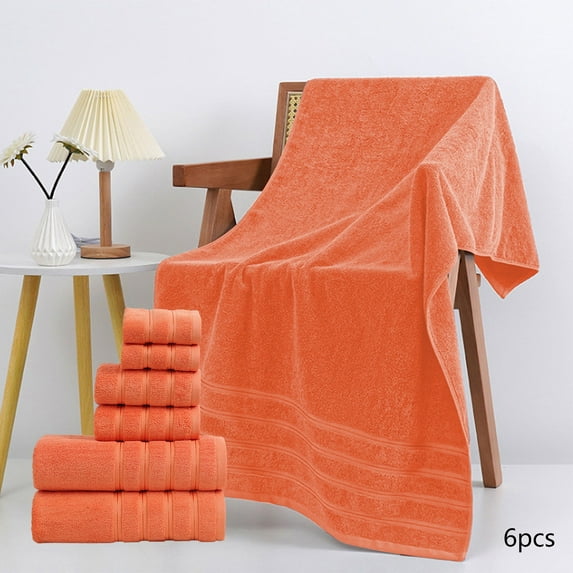6 Pcs Bath Towels Set For Bathroom Cotton Thick Soft Absorbent Towel Set Of 6 Household Wash Face Gift Towel