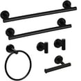 thumbnail image 1 of 6 Pcs Bathroom Hardware Set,Stainless Steel Round Wall Mounted Includes Hand Towel Bar,Toilet Paper Holder,Robe Towel Hooks,Bathroom Accessories Kit,Black, 1 of 7