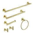 thumbnail image 1 of 6 Pcs Bathroom Hardware Set,Stainless Steel Round Wall Mounted Includes Hand Towel Bar,Toilet Paper Holder,Robe Towel Hooks,Bathroom Accessories Kit,Gold, 1 of 6