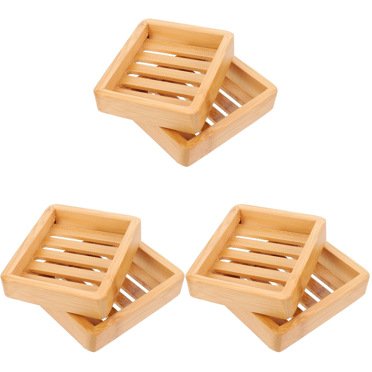6 Pcs Bathroom Wooden Soap Cases Slotted Draining Rack Soap Holders for ...