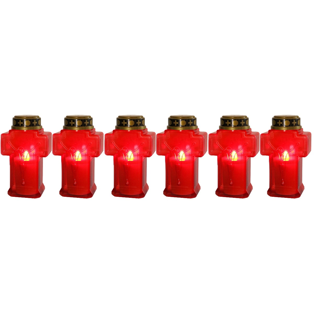 6 Pcs Battery LED Candle Lights Bulb Pillar Candles Religious Cross