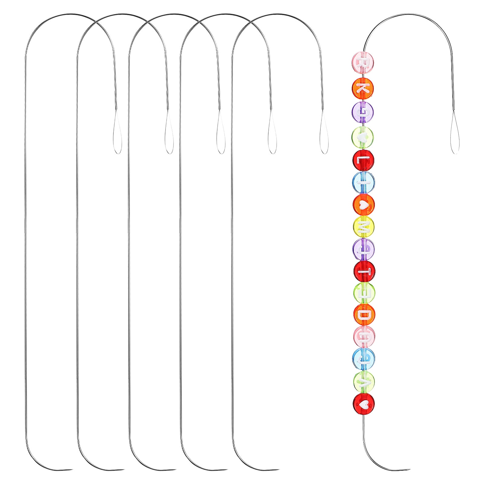 6 Pcs Bead Stringer Curved Needle Rice Threader 6pcs Clay Spinners Jewlry Making Metal