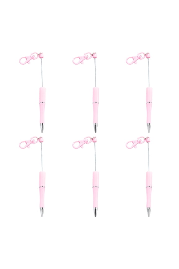 6 Pcs Beadable Ballpoint Pen Keychain Smooth Writing Pen Creative Beaded Pen