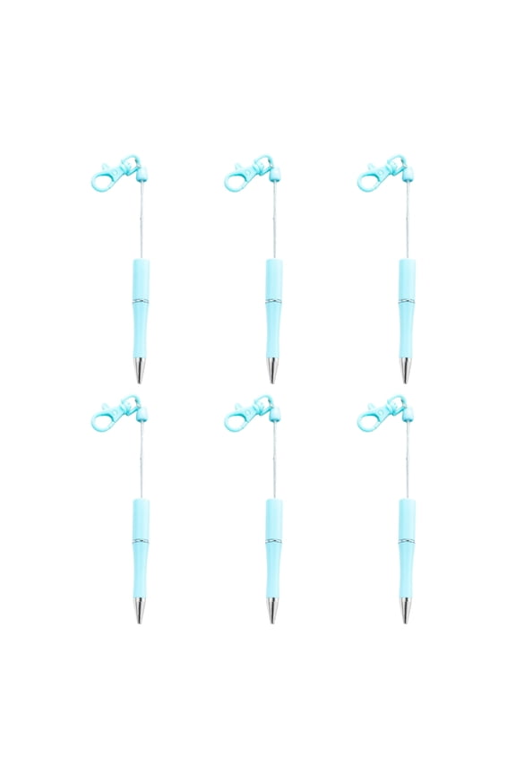 6 Pcs Beadable Ballpoint Pen Writing Pen 1.0mm Stationery Pen Keychain Beaded Pen Beadable Pen for School Office
