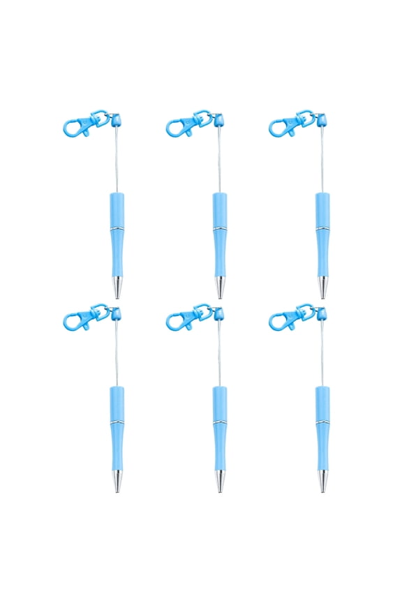 6 Pcs Beadable Ballpoint Pen Writing Pen 1.0mm Stationery Pen Keychain Beaded Pen Beadable Pen for School Office