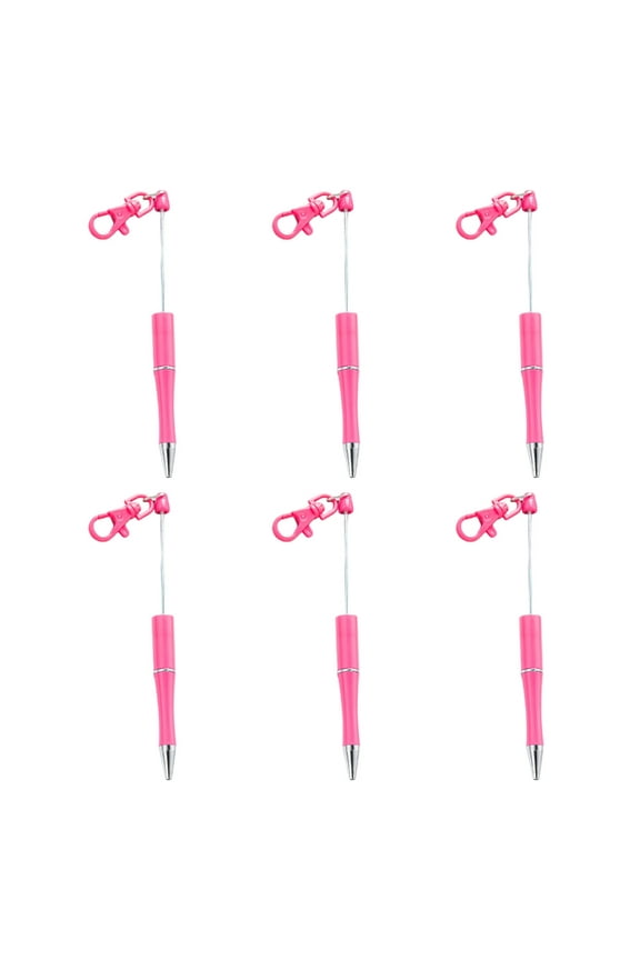 6 Pcs Beadable Ballpoint Pen Writing Pen 1.0mm Stationery Pen Keychain Beaded Pen Beadable Pen for School Office