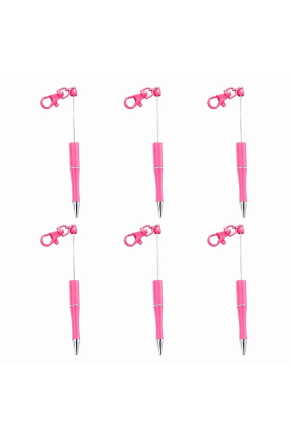 6 Pcs Beadable Pen Keychain 1.0mm Beadable Ballpoint Pen Stationery Pen Writing Pen Black Ink Beaded Pen for Student