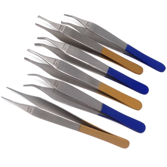 6 Pcs Beads Jewelry Hobby Craft Work Stainless Steel Tweezers Set Color Coded Bands