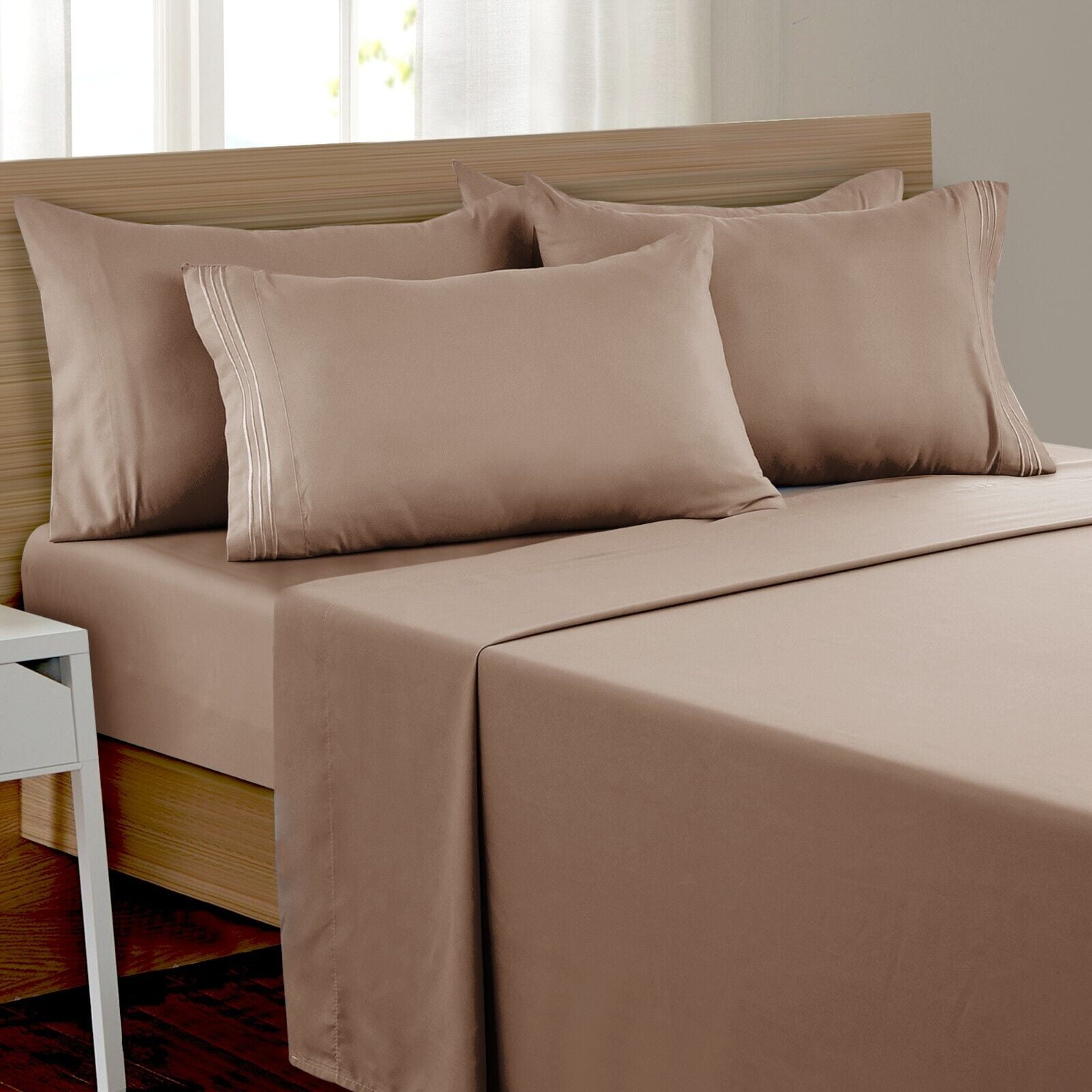 Full Size Sheet Set - 18" Deep Pocket Microfiber Bed Sheets, Hotel Luxury Style, Printed Pattern