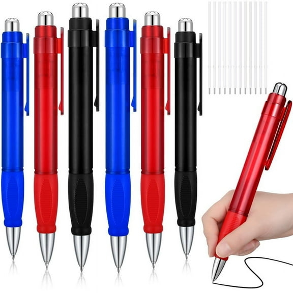 6 Pcs Big Pens Jumbo Pen Bulk with Refills Extra Large Ballpoint Black Ink Fat Giant Oversize Retractable