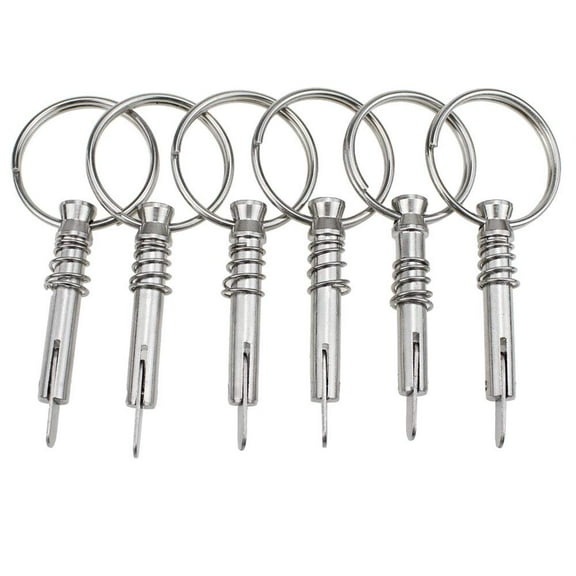 6 Pcs Bimini Pins 1/4" Diameter Bimini Top Hardware, Quick Release Pin Boat Canopy Pins for Boat Canopy Marine Hardware, 316 Stainless Steel with Pull Ring