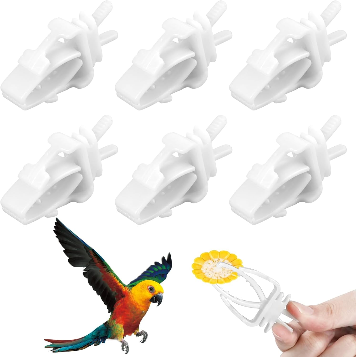 6 Pcs Bird Cage Food Clips Parrot Fruit Vegetable Holder Budgie Cage ...