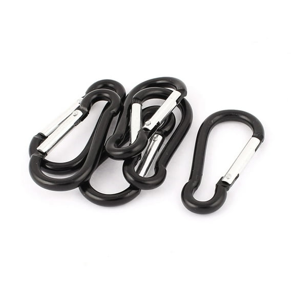 6 Pcs Black Aluminum Alloy Carabiner Grab Hook Clip Holder