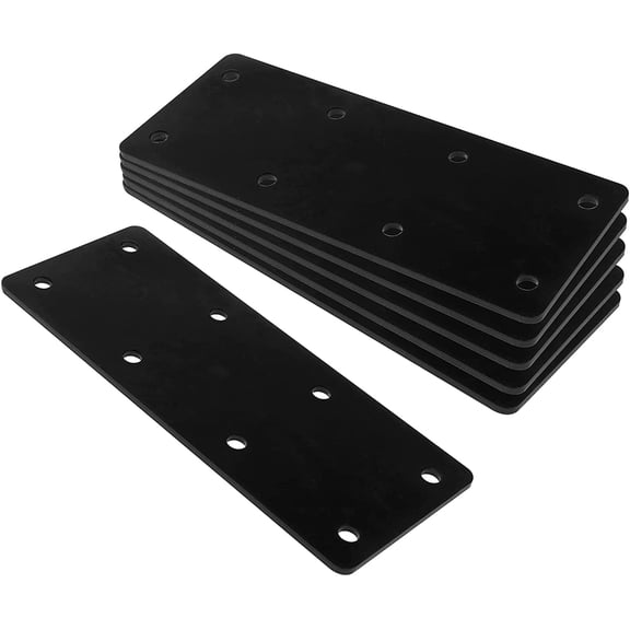 6 Pcs Black Flat Straight Mending Plate, 6-1/2" x 2-5/8" Steel Bracket | 1/8" Thick