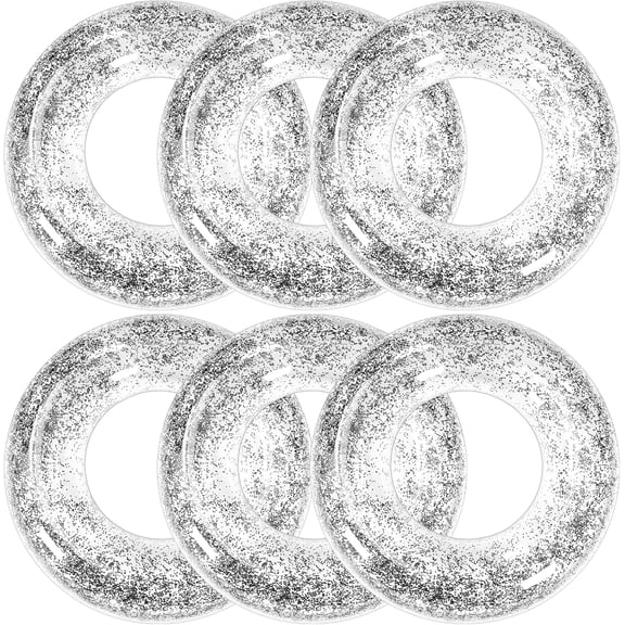6 Pcs Black Glitter Inflatable Pool Float Tube 30 Inch Swimming Ring Inflatable Tube Pool Float Swim Floaties Funny Water Floats Toys for Adults Beach Party Supplies