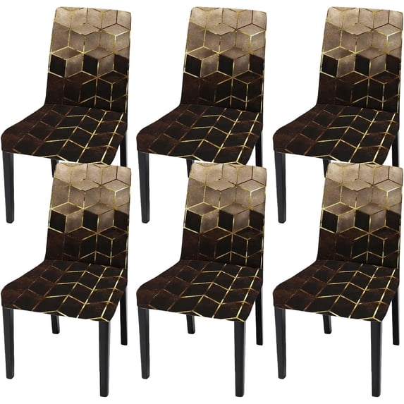 6 Pcs Black and Gold Chair Covers, Conference Room Chair Covers, Restaurant Chair Covers, Kitchen Chair Covers, Chair Covers High Elasticity Removable