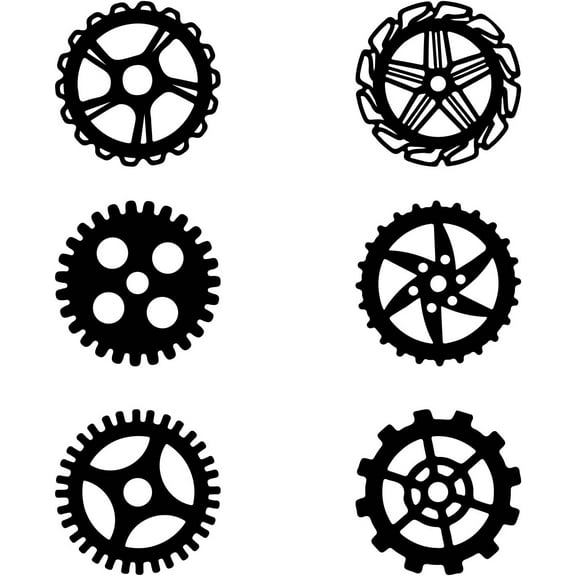 6 Pcs Black Hollow Industrial Vintage Wooden Gear Wall Hanging Decorations Steampunk Style for Home Bar Art Craft Decor